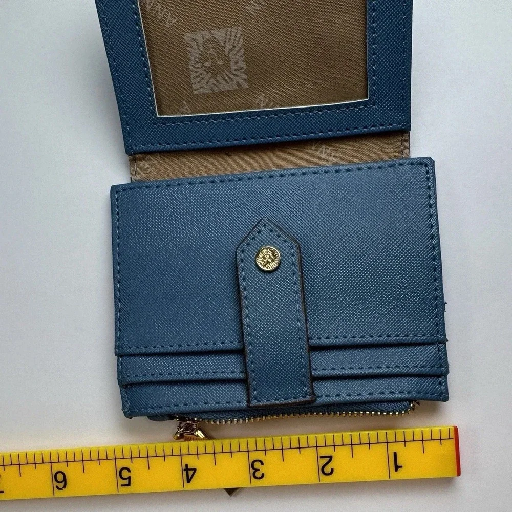 Anne Klein Mini Wallets‎ Lot Of 2 Black & Blue Card Holder Zip Coin Purse Set